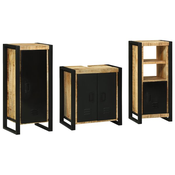 vidaXL Ensemble de mobilier de salle de bain avec étagère avec stockage avec porte 3 Pièces