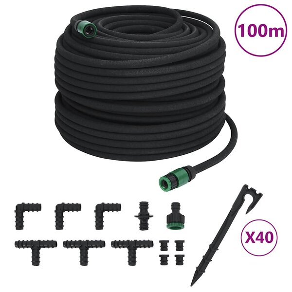 vidaXL Tuyau d'arrosage de jardin noir 0 6" 100 m caoutchouc