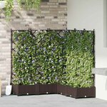 vidaXL Bac à fleurs avec Treillis 5 Pièces Marron 120 x 120 x 125.5 cm PP