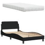 vidaXL Lit avec matelas noir 100x200 cm tissu