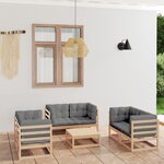 vidaXL Salon de jardin 7 Pièces avec coussins Bois de pin massif