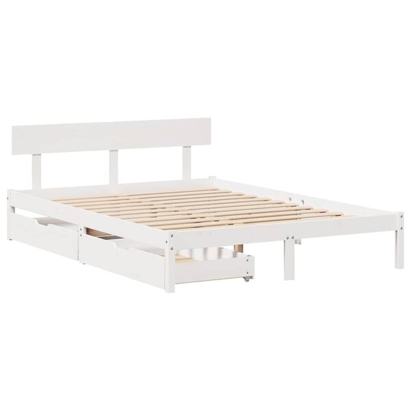 vidaXL Cadre de lit sans matelas blanc 160x200 cm bois de pin massif