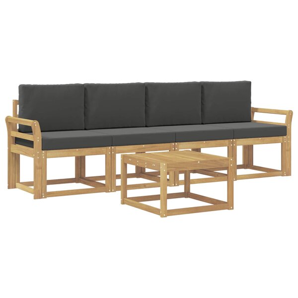 vidaXL Ensemble de canapés d'extérieur 5 Pièces Blanc et anthracite