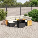 vidaXL Salon de jardin 8 Pièces avec coussins noir résine tressée