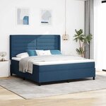 vidaXL Lit à ressort LED avec matelas Bleu 180 x 200 cm tissu