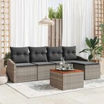 vidaXL Ensemble de canapé de jardin avec coussin 6 Pièces Gris Poly rotin