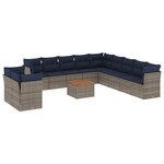 vidaXL Salon de jardin avec coussins 12 Pièces gris résine tressée