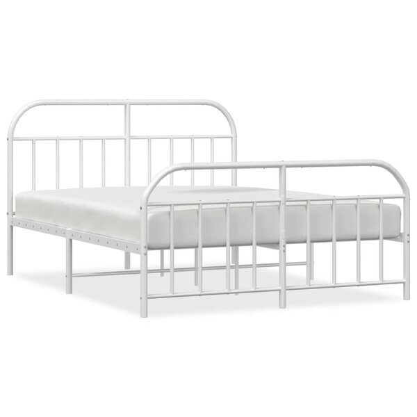 vidaXL Cadre de lit métal sans matelas et pied de lit blanc 160x200 cm