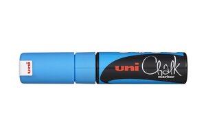 Marqueur craie Pointe biseautée large CHALK Marker PWE8K 8mm Bleu Clair x 6 UNI-BALL