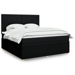 vidaXL Sommier à lattes de lit avec matelas Noir 180x200 cm Tissu