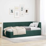 vidaXL Cadre de lit d'angle Vert foncé 90 x 200 cm Velours