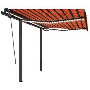 vidaXL Auvent manuel rétractable avec LED 3 5x2 5 m Orange et marron