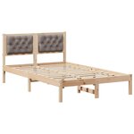vidaXL Cadre de lit avec tête de lit Taupe 120 x 190 cm Pin massif