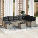 vidaXL Ensemble de canapé de jardin avec coussin 9 Pièces Gris clair
