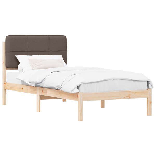 vidaXL Cadre de lit avec tête de lit rembourrée Taupe 100 x 200 cm