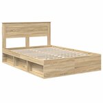 vidaXL Cadre de lit avec matelas Chêne Sonoma 150 x 200 cm Pin massif