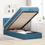 vidaXL Cadre de lit ottoman avec matelas bleu foncé 90x200 cm velours