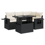 vidaXL Salon de jardin 5 Pièces avec coussins noir résine tressée