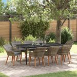 vidaXL Ensemble de salle à manger pour jardin 9 Pièces Gris polyrotin