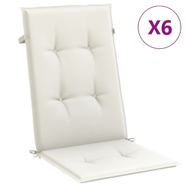 vidaXL Coussins de chaise à dossier haut lot de 6 crème mélangé tissu
