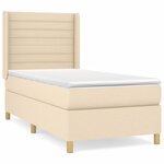 vidaXL Sommier à lattes de lit et matelas Crème 90x190 cm Tissu