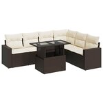 vidaXL Salon de jardin avec coussins 7 Pièces marron résine tressée