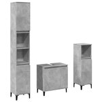 vidaXL Ensemble de meubles de salle de bain 3 Pièces gris béton