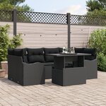 Ensemble de Sofa de Jardin vidaXL 7 Pièces avec Coussins Noir Poly Rotin