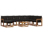 vidaXL Ensemble de canapés d'extérieur 9 pc Naturel et noir