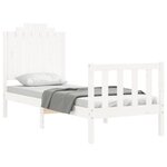 vidaXL Cadre de lit avec tête de lit blanc petit simple bois massif