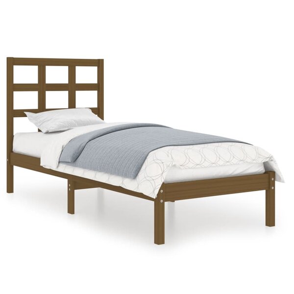 vidaXL Cadre de lit Marron miel Bois massif 100x200 cm