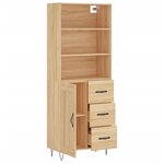 vidaXL Buffet haut Chêne sonoma 69 5x34x180 cm Bois d'ingénierie