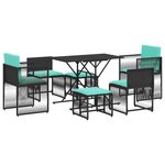vidaXL Ensemble à manger de jardin 7 Pièces coussins noir résine tressée
