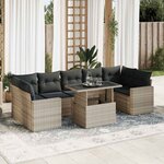 vidaXL Salon de jardin 8 Pièces avec coussins gris clair résine tressée