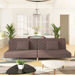 vidaXL Canapé-lit à 2 places avec deux oreillers taupe tissu