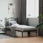 vidaXL Cadre de lit métal sans matelas avec tête de lit noir 90x200 cm