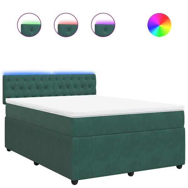 vidaXL Sommier à lattes de lit et matelas Vert foncé 160x200cm Velours