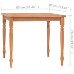 vidaXL Table Batavia 85x85x75 cm Bois de teck massif