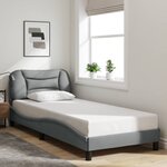 vidaXL Cadre de lit avec lumières LED gris clair 90x200 cm tissu