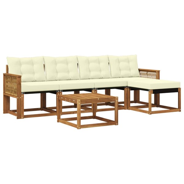 vidaXL Ensemble de canapés d'extérieur 6 pc Naturel et Crème