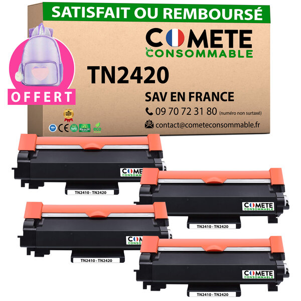 TN2420 - 4 Toners compatibles Brother TN2420 Noir - COMETE