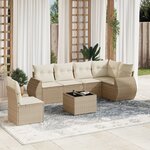 vidaXL Salon de jardin avec coussins 7 Pièces beige résine tressée