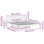 vidaXL Cadre de lit Marron et noir 180 x 200 cm Bois massif en pin