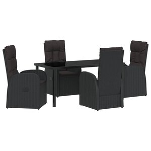 vidaXL Ensemble de salle à manger pour jardin 5 Pièces Noir polyrotin