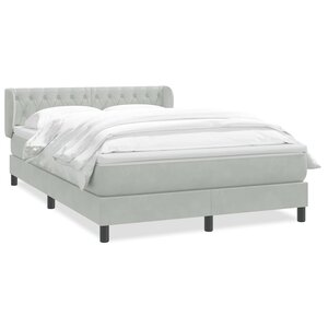 vidaXL Sommier à lattes de lit et matelas gris clair 160x210cm velours