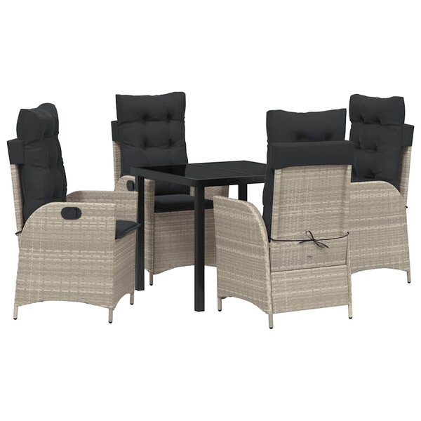 vidaXL Ensemble de salle à manger pour jardin 5 Pièces Gris clair