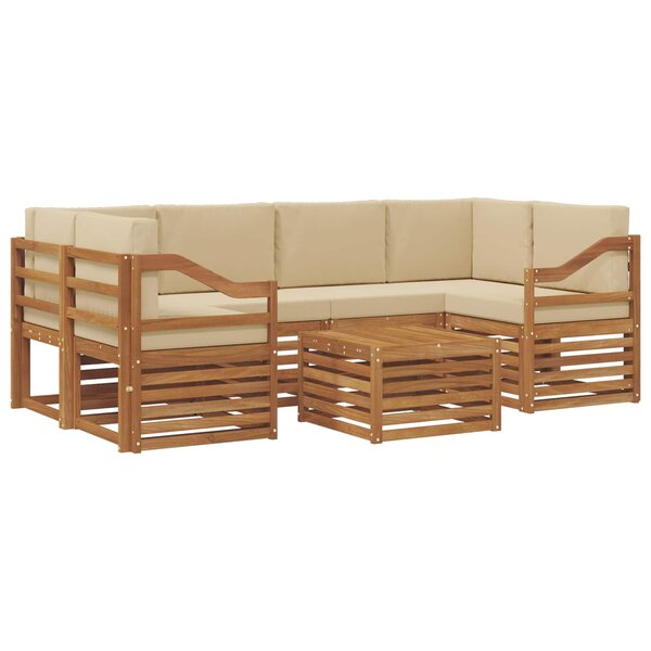 vidaXL Ensemble de canapés d'extérieur 7 Pièces Naturel et Beige