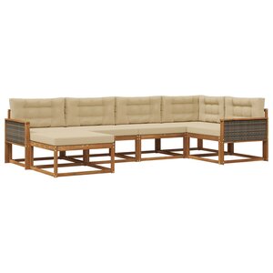 vidaXL Ensemble de canapés d'extérieur 6 Pièces Naturel et Beige