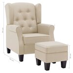 vidaXL Fauteuil avec repose-pied Crème Tissu