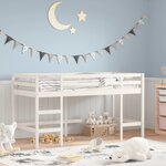 vidaXL Lit mezzanine enfants échelle blanc 80x200 cm bois pin massif